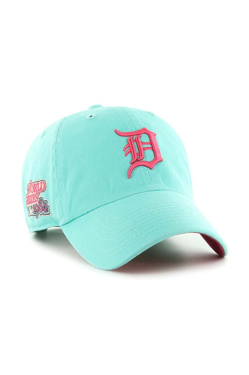 Бавовняна бейсболка 47 brand MLB Detroit Tigers колір бірюзовий з аплікацією