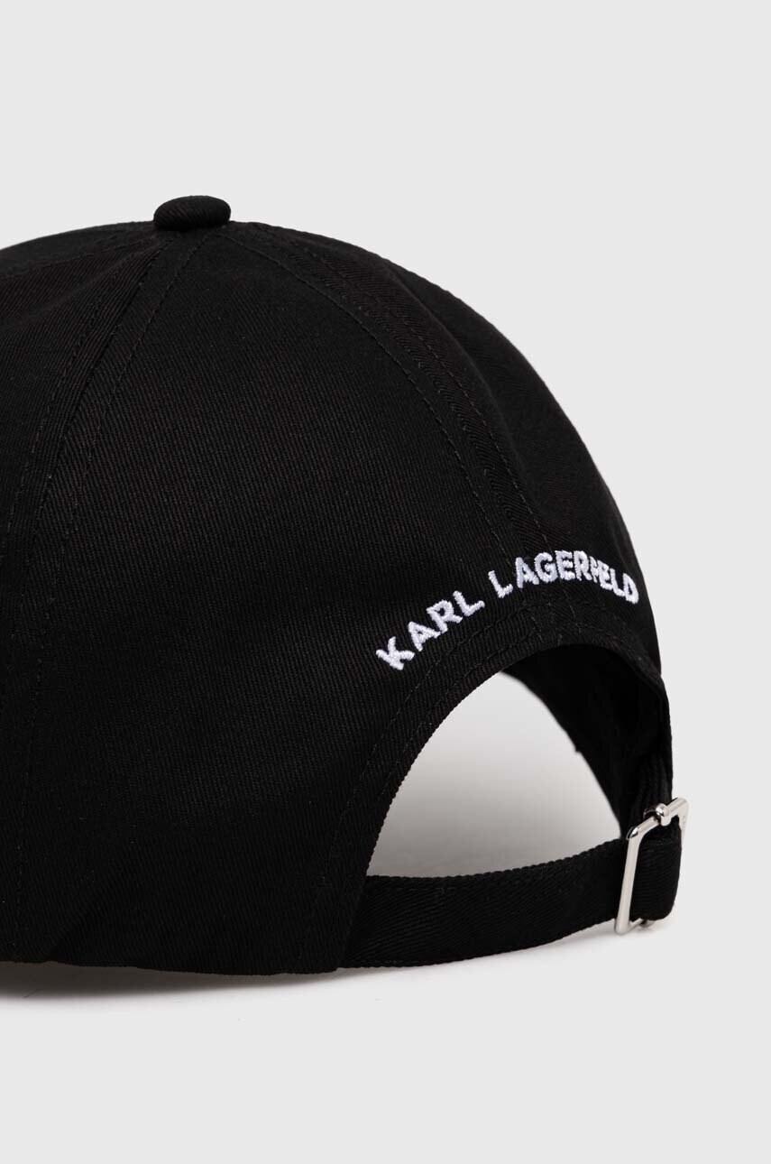 Бавовняна бейсболка Karl Lagerfeld колір чорний з аплікацією