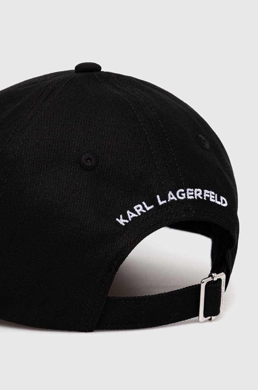 Бавовняна бейсболка Karl Lagerfeld колір чорний з аплікацією