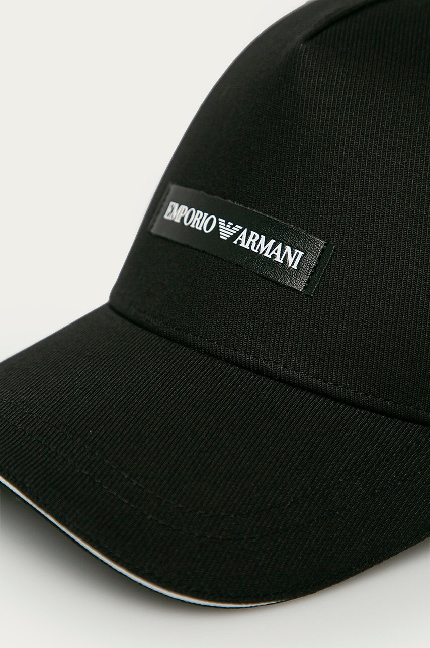 Бавовняна бейсболка Emporio Armani колір чорний з аплікацією