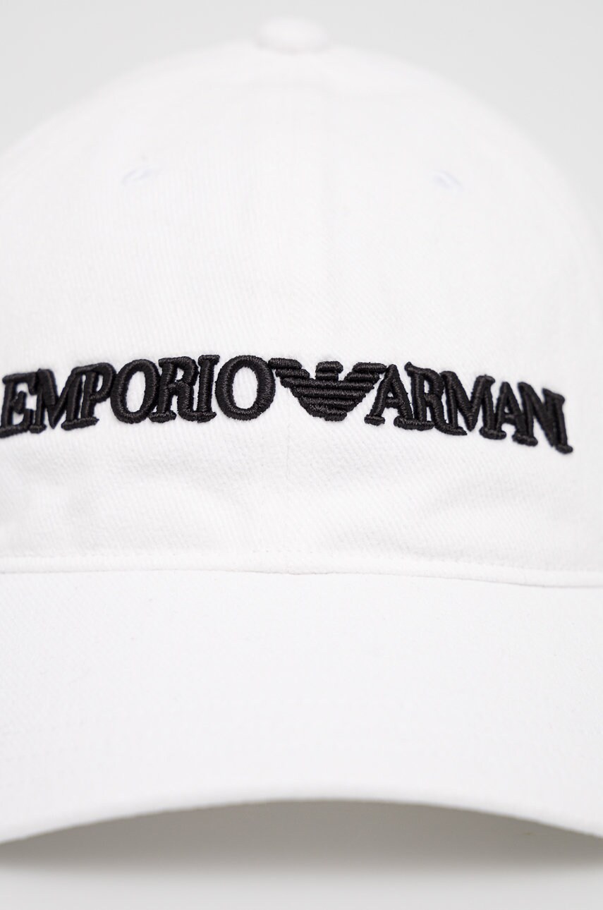 Бавовняна кепка Emporio Armani колір білий з аплікацією