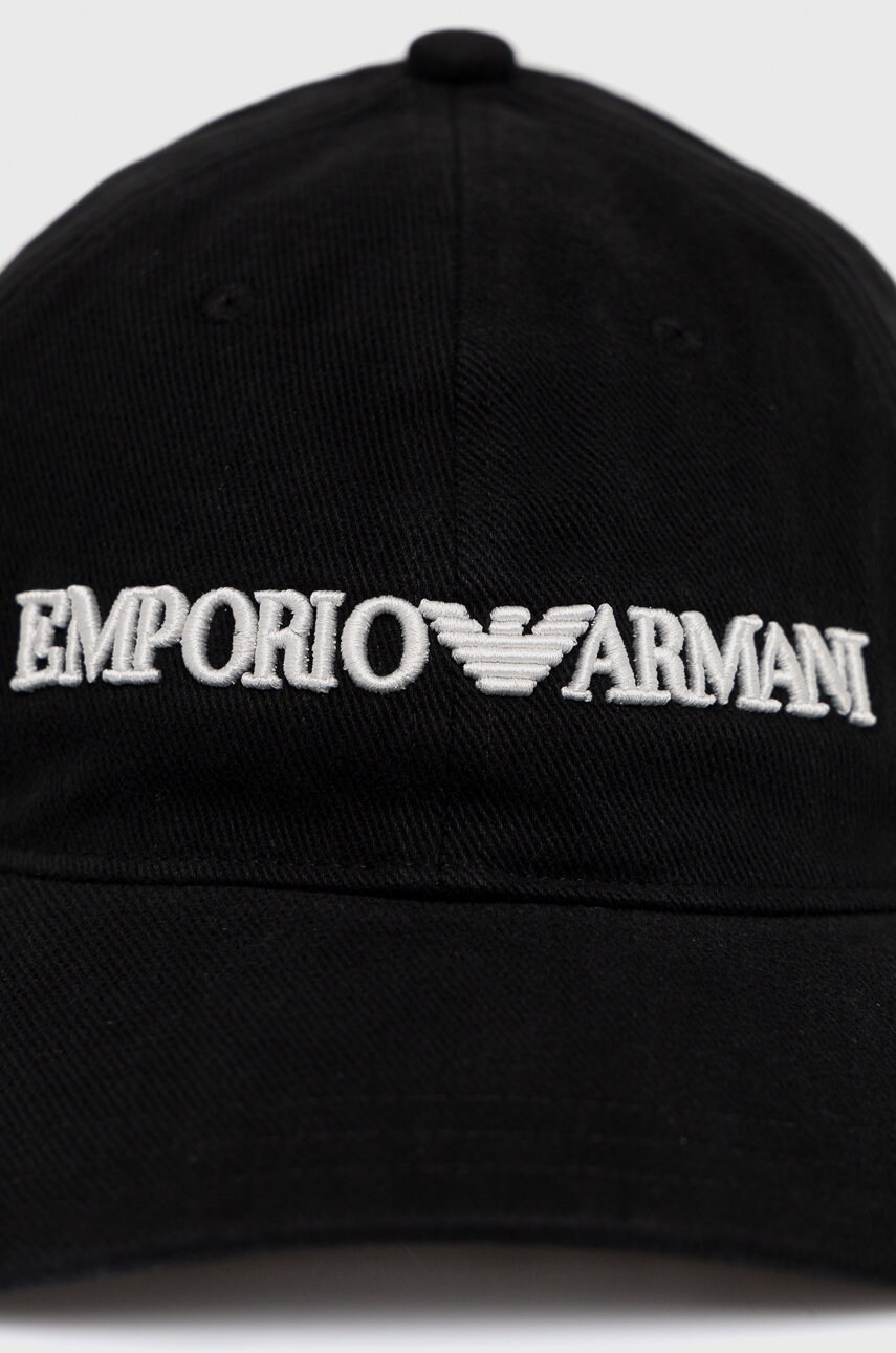 Бавовняна кепка Emporio Armani колір чорний з аплікацією
