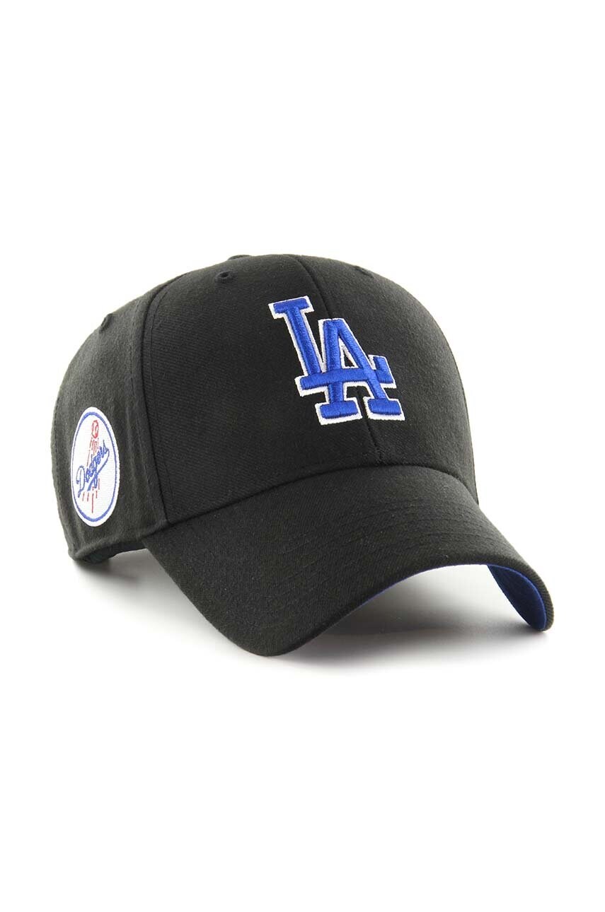 Кепка з домішкою вовни 47 brand MLB Los Angeles Dodgers колір чорний з аплікацією
