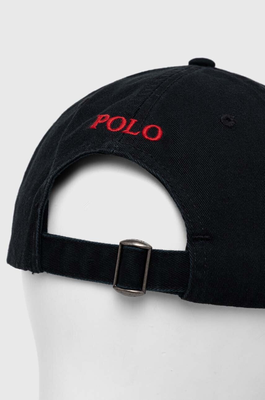 Бавовняна бейсболка Polo Ralph Lauren колір чорний з аплікацією