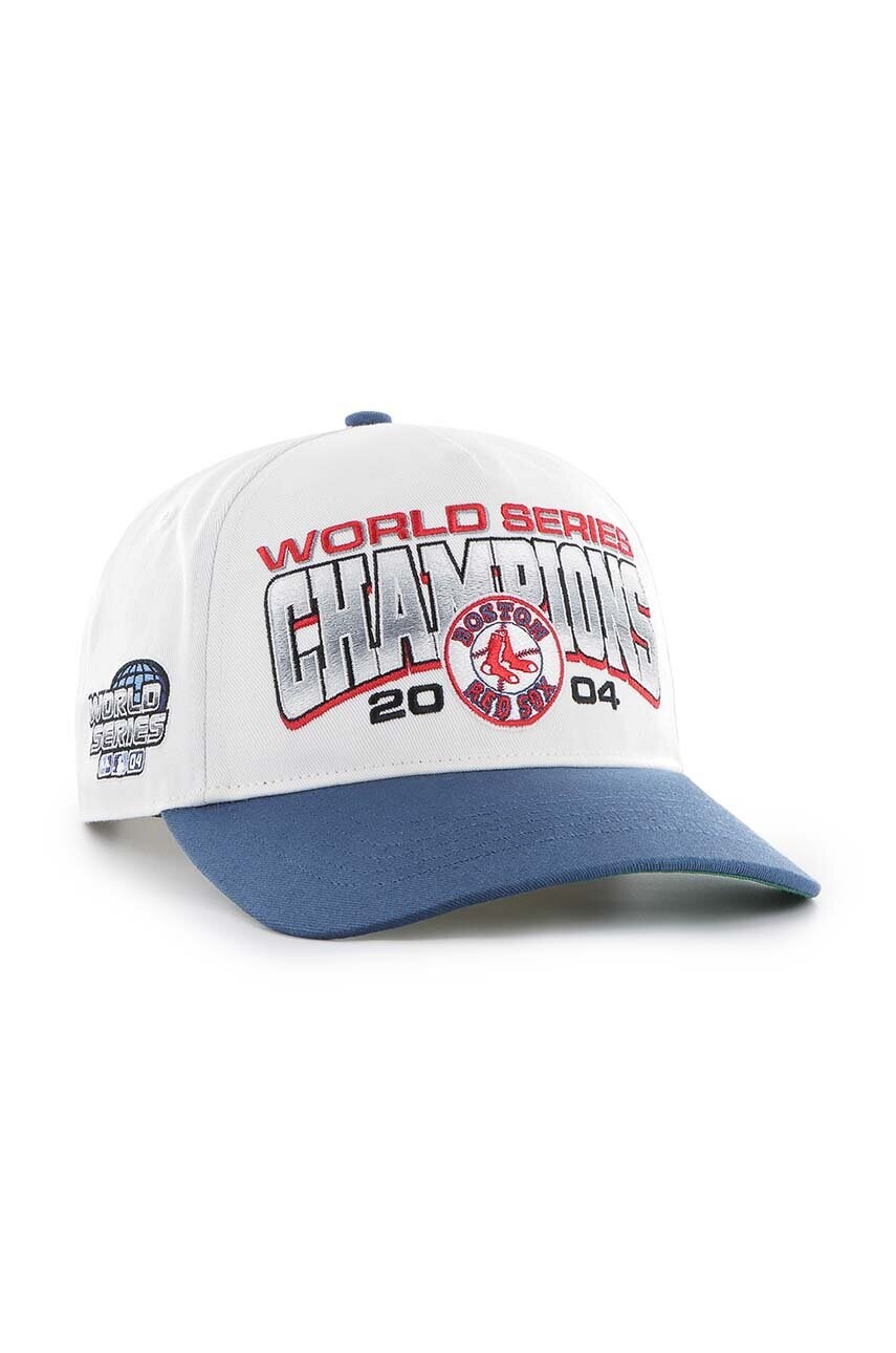 Бавовняна бейсболка 47 brand MLB Boston Red Sox колір білий з аплікацією BCWS-ARCHH02CTP-WH04