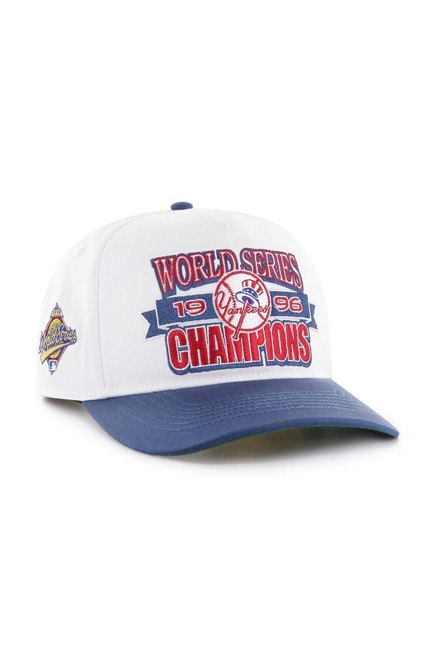 Бавовняна бейсболка 47 brand MLB New York Yankees колір білий з аплікацією BCWS-ARCHH17CTP-WH96