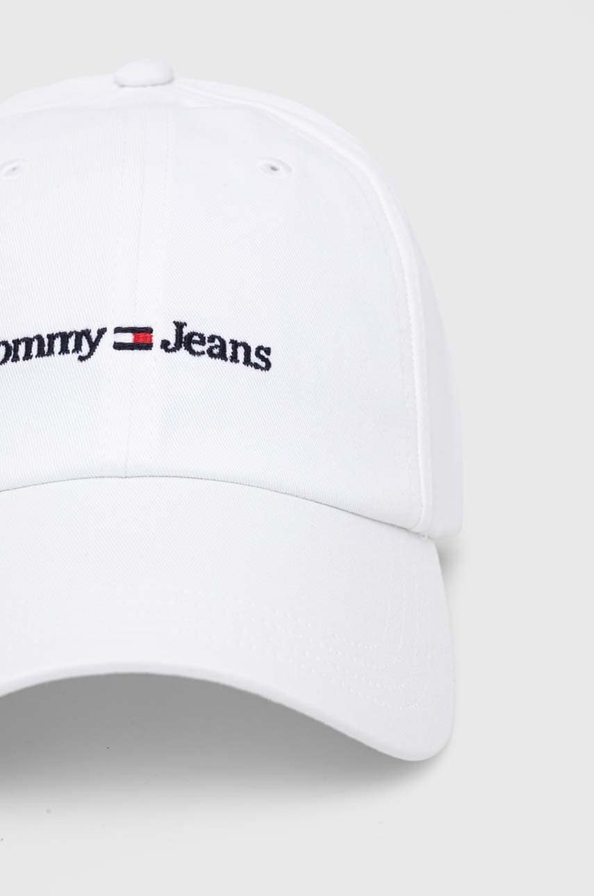 Бавовняна бейсболка Tommy Jeans колір білий з аплікацією AM0AM11341