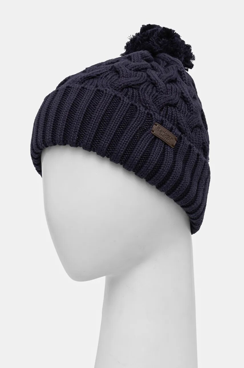 Шапка Barbour колір синій з товстого трикотажу MHA0701