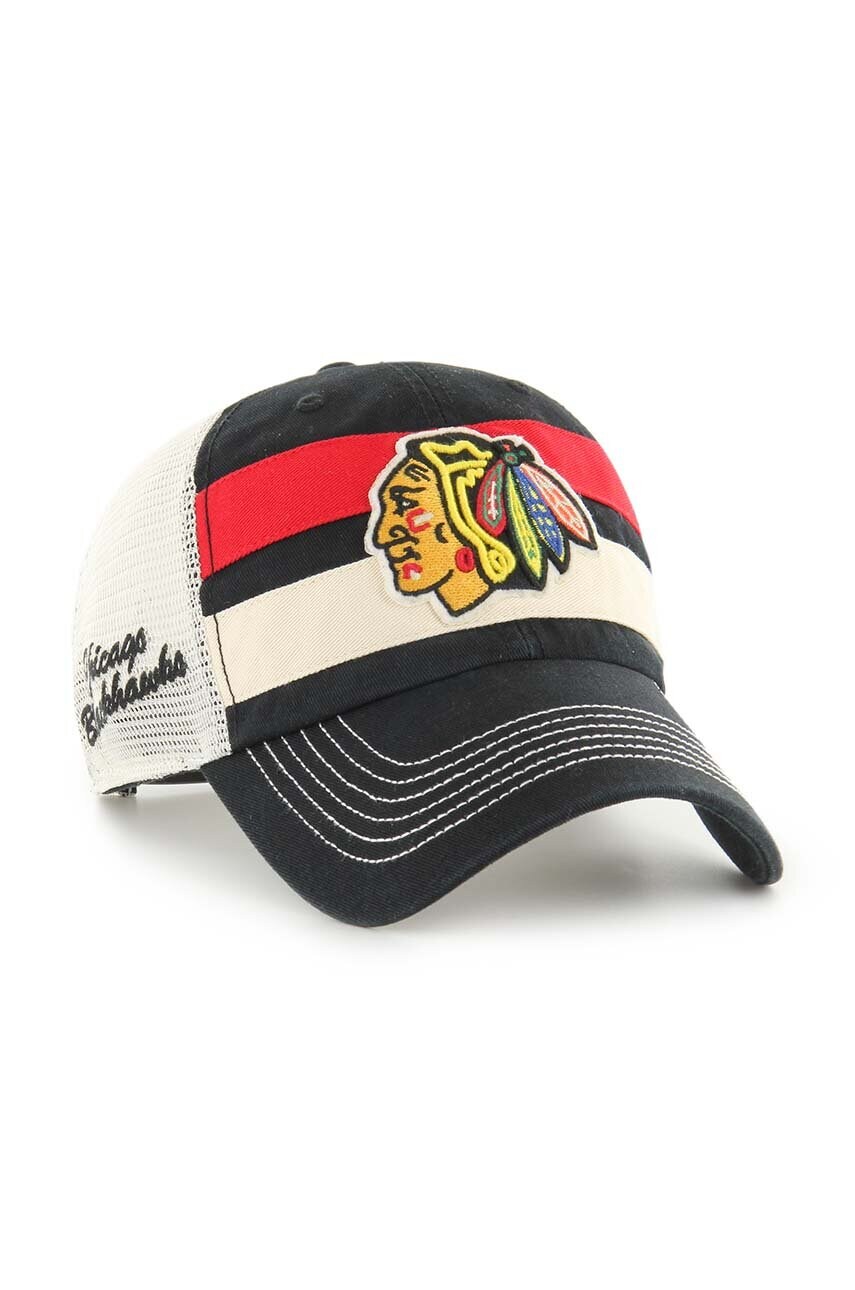 Кепка 47 brand NHL Chicago Blackhawks колір чорний з аплікацією H-CLBBN04GWP-BK