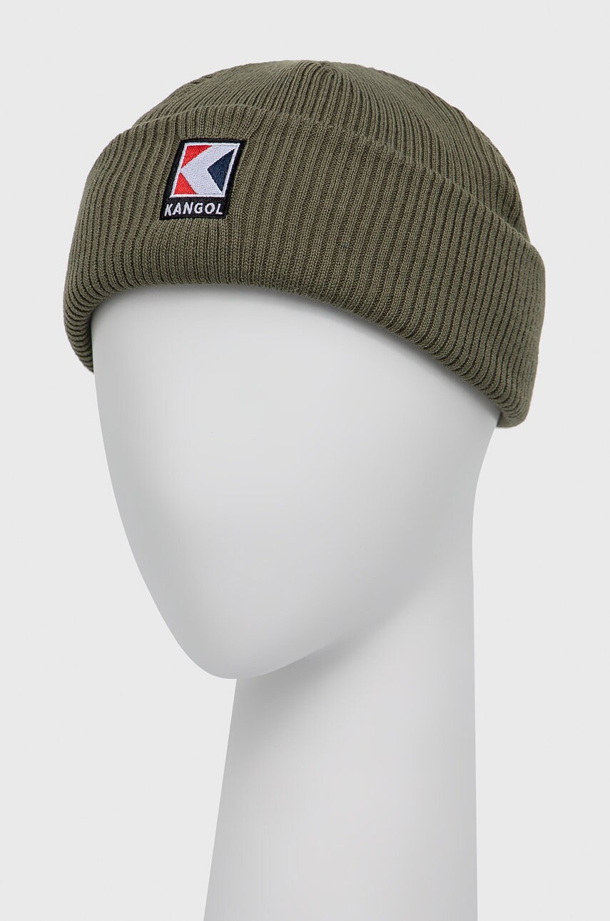 Шапка Kangol колір зелений з тонкого трикотажу