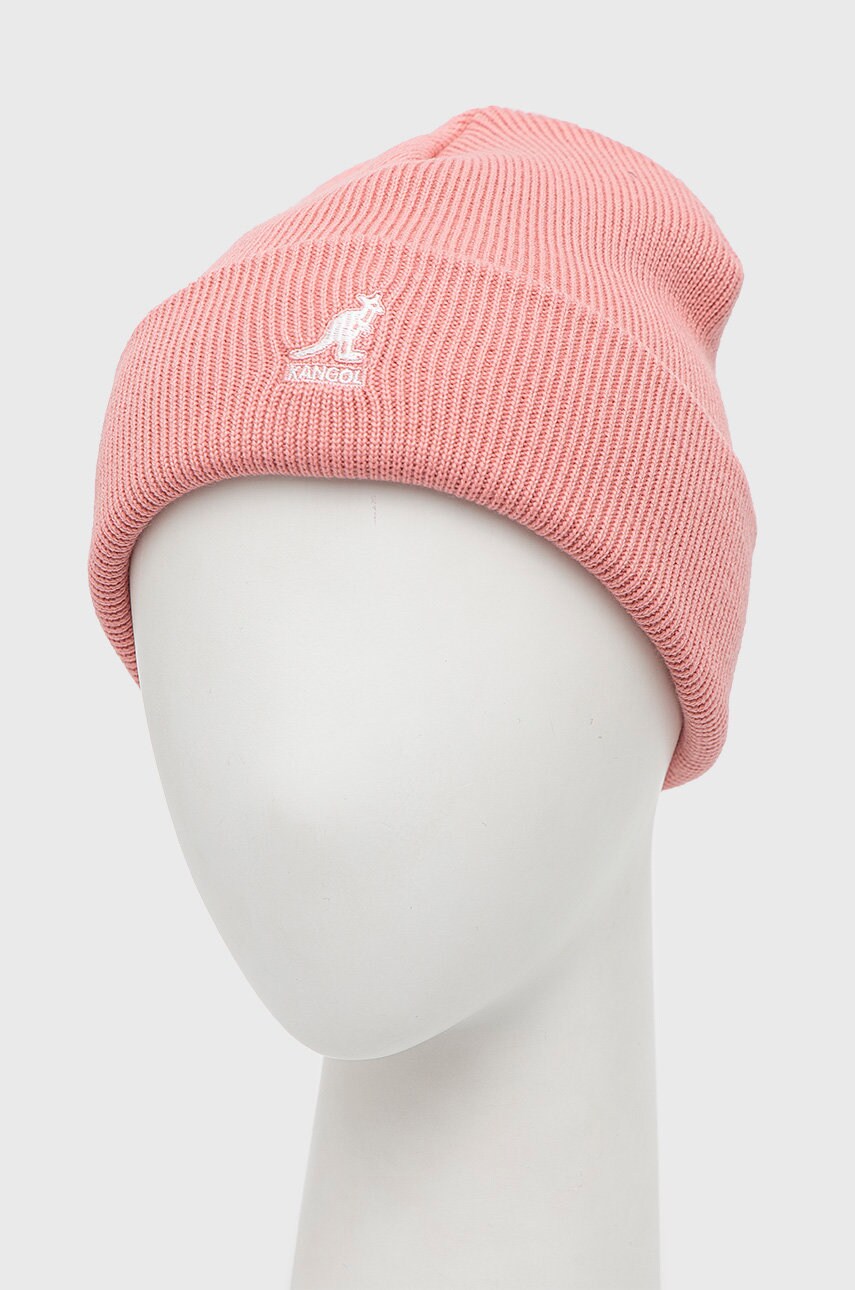 Шапка Kangol колір рожевий з товстого трикотажу