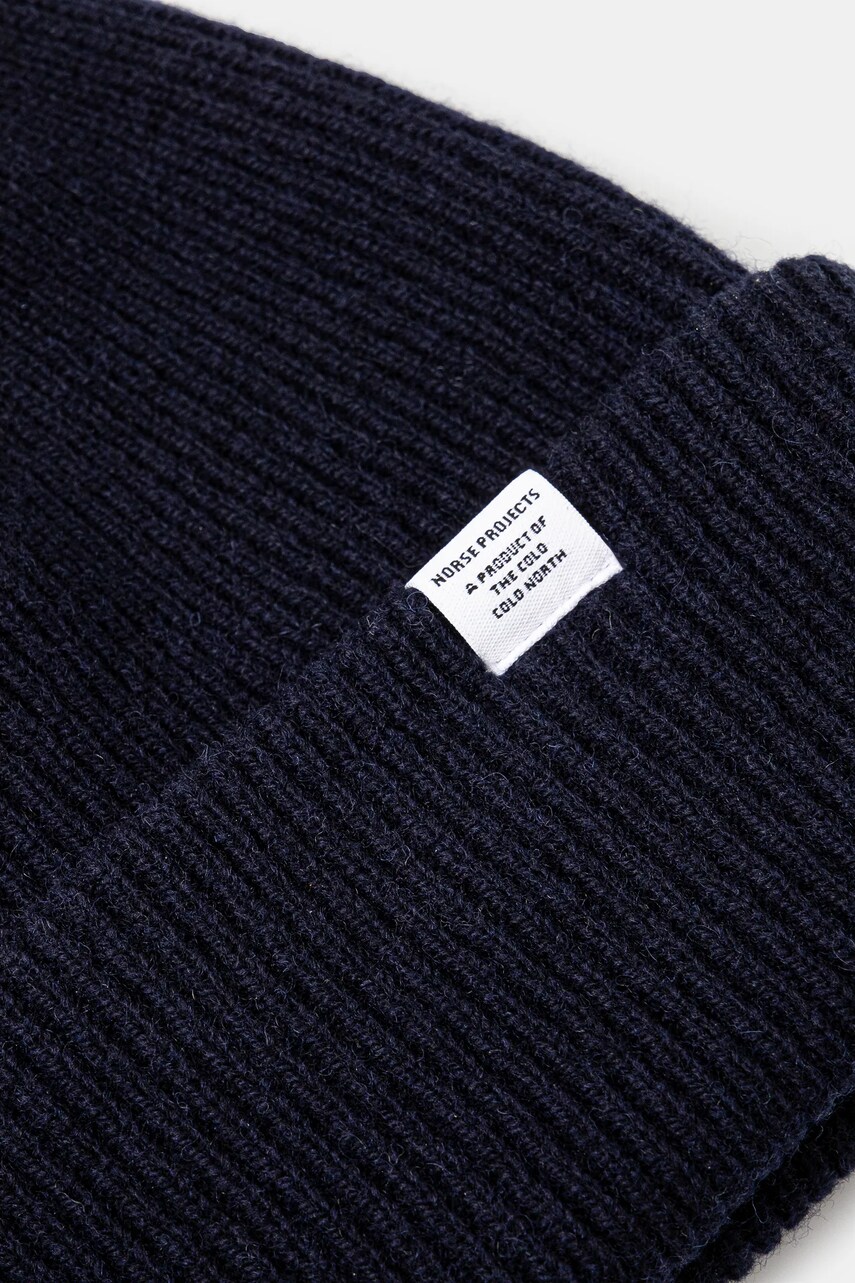 Вовняна шапка Norse Projects Czapka Norse Projects Norse Beanie N95-0569 7004 колір синій вовна