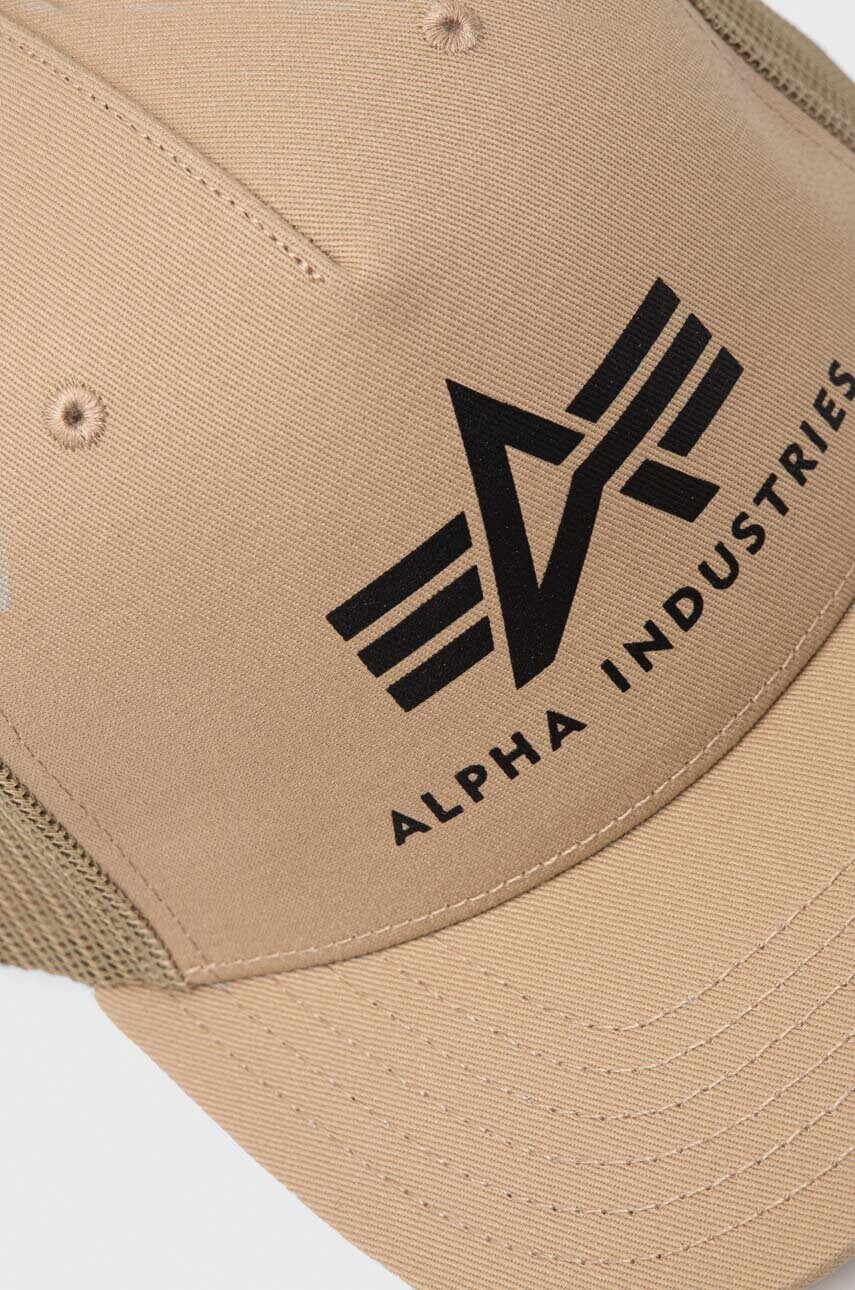Кепка Alpha Industries колір коричневий з принтом 186902.14-brown