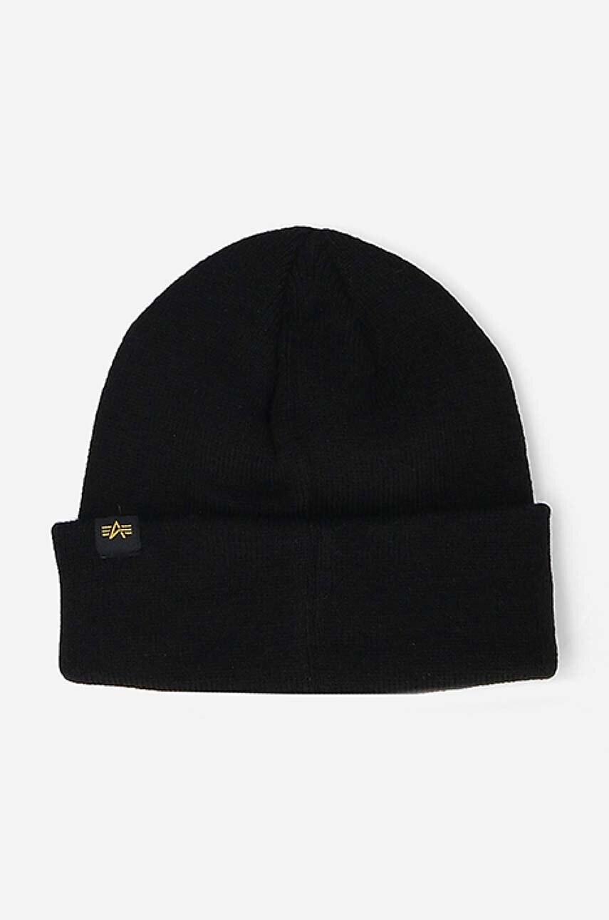 Шапка Alpha Industries колір чорний з тонкого трикотажу 168910.94-black