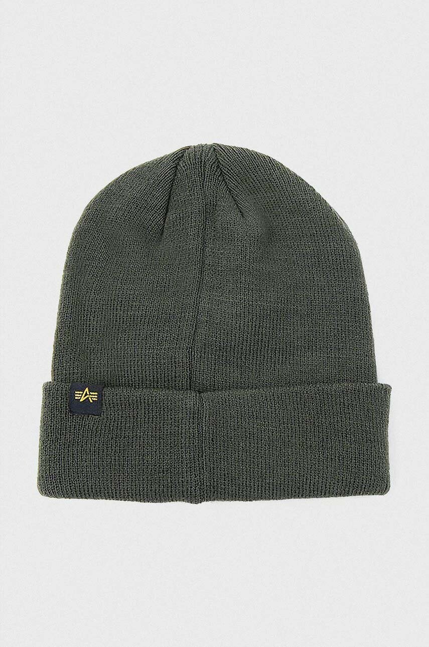 Шапка Alpha Industries Crew Beanie колір зелений з тонкого трикотажу 128924.257-green