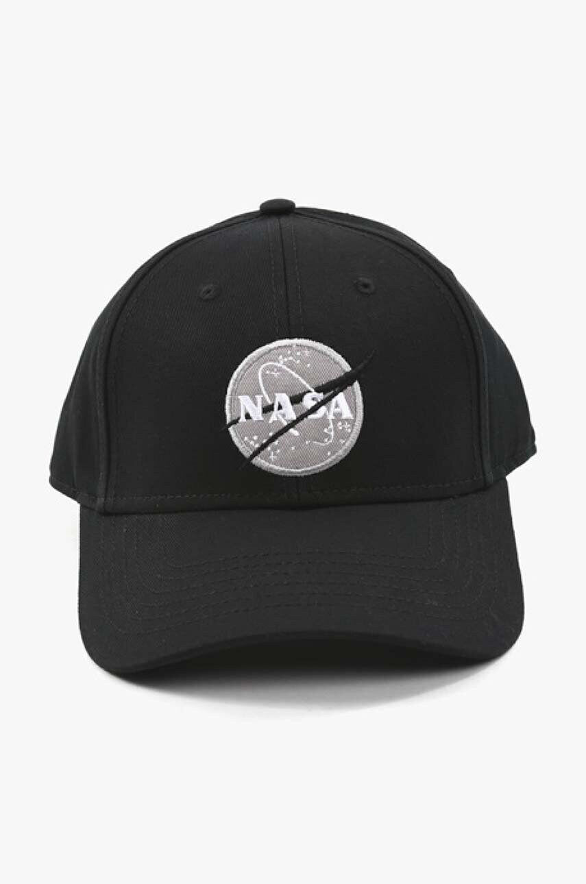 Бавовняна бейсболка Alpha Industries Nasa Cap колір чорний з аплікацією 186903.03-black