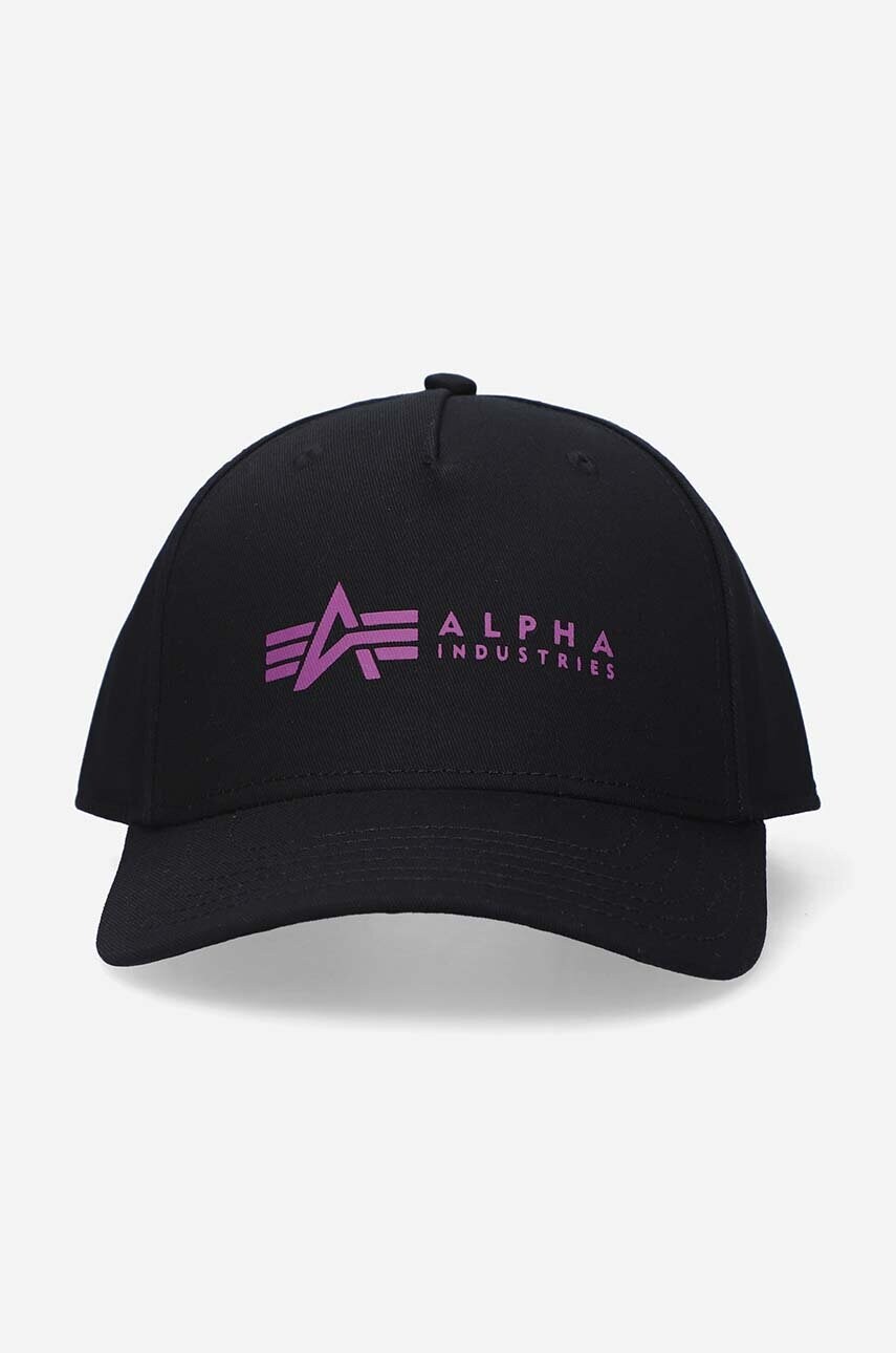 Бавовняна бейсболка Alpha Industries колір чорний з принтом 126912.682-black