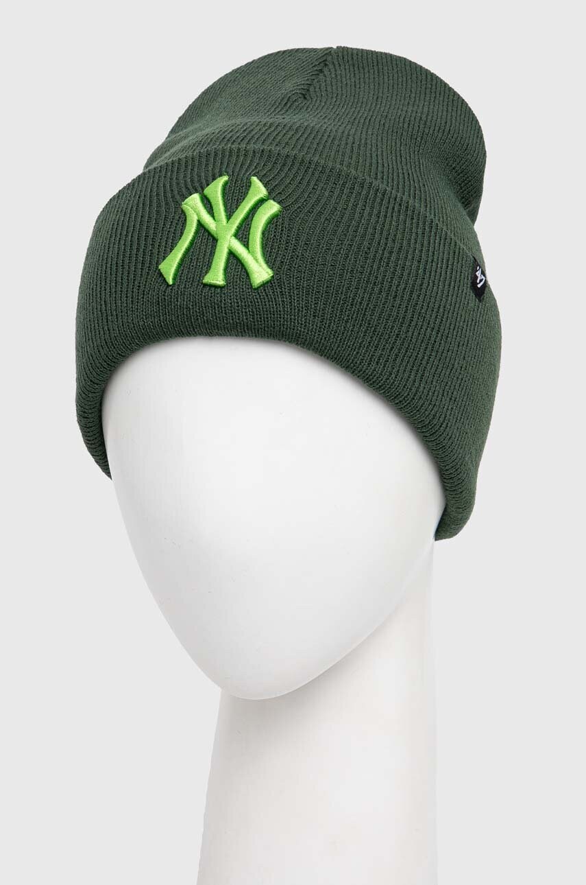 Шапка 47 brand MLB New York Yankees колір зелений з товстого трикотажу