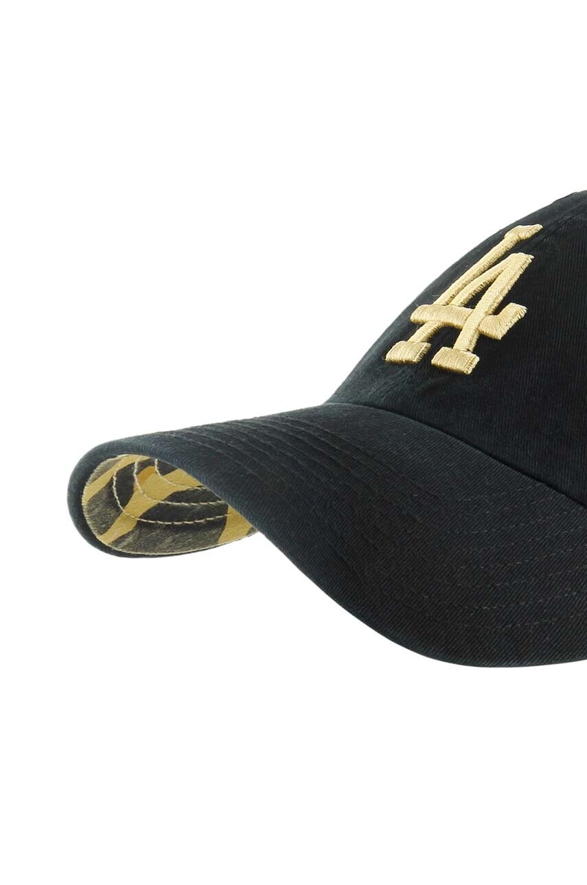 Бавовняна бейсболка 47 brand MLB Los Angeles Dodgers колір чорний з аплікацією