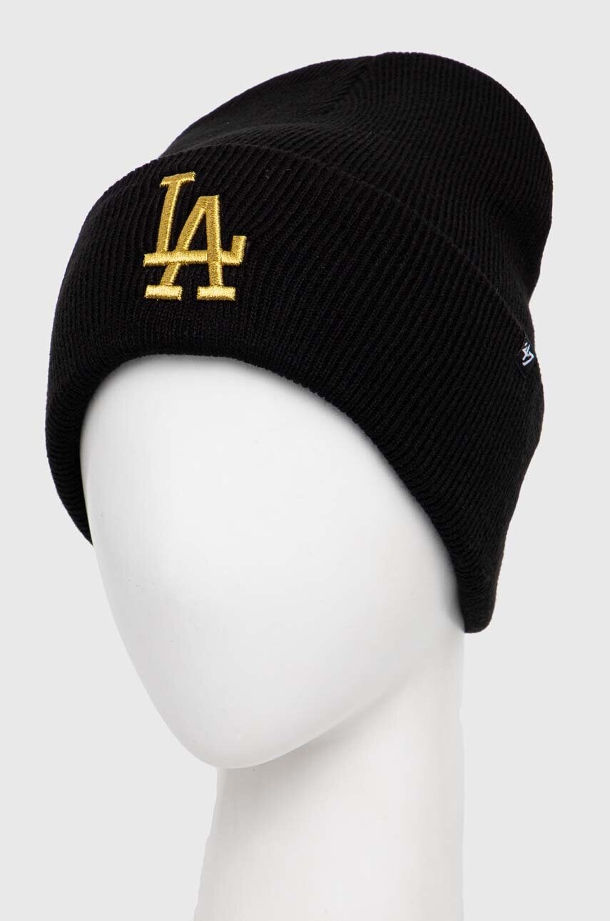 Шапка 47 brand MLB Los Angeles Dodgers колір чорний з товстого трикотажу