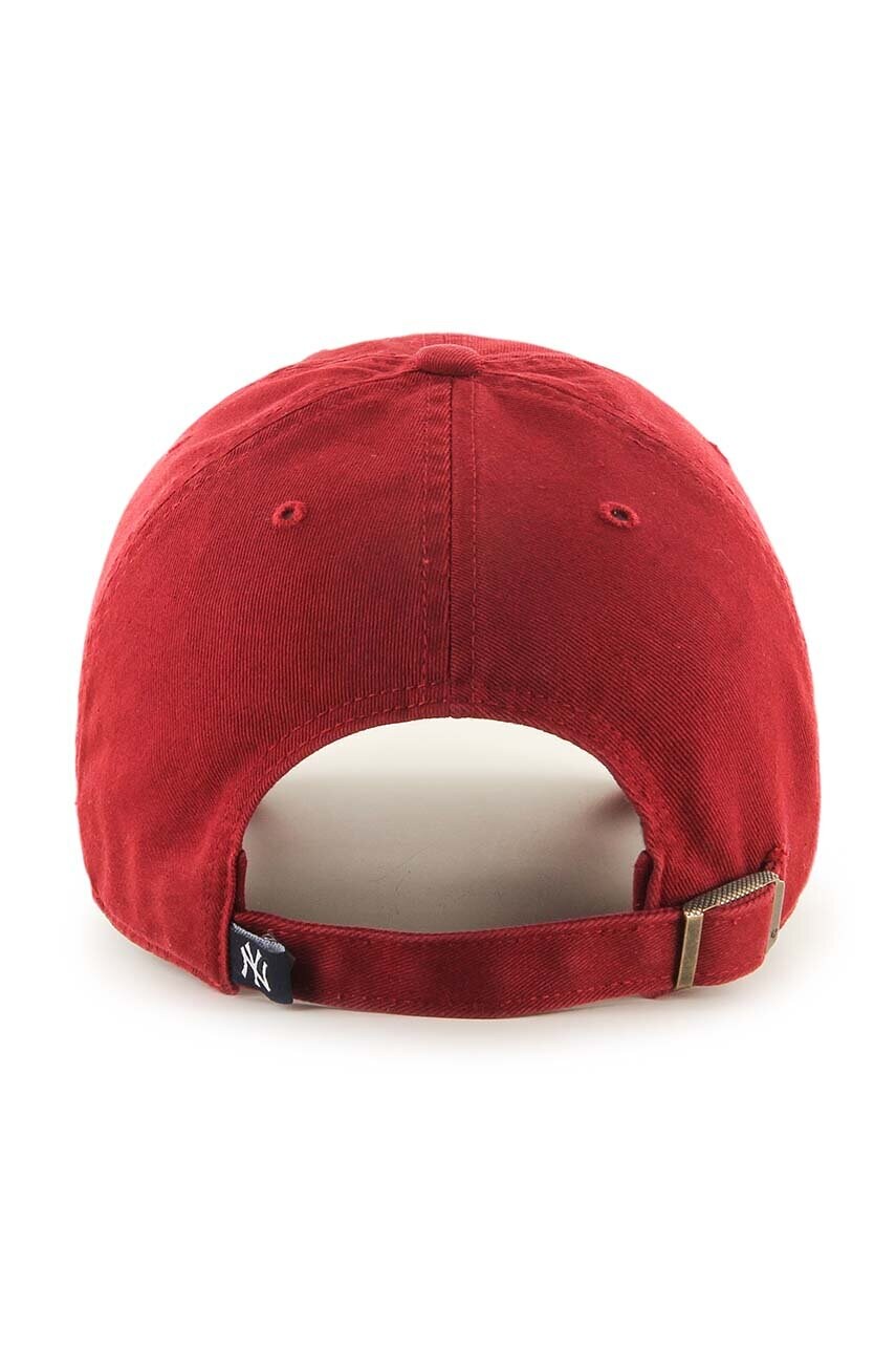 Бавовняна бейсболка 47 brand MLB New York Yankees колір червоний з аплікацією
