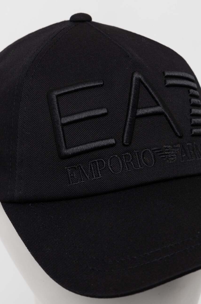 Бавовняна бейсболка EA7 Emporio Armani колір чорний з аплікацією