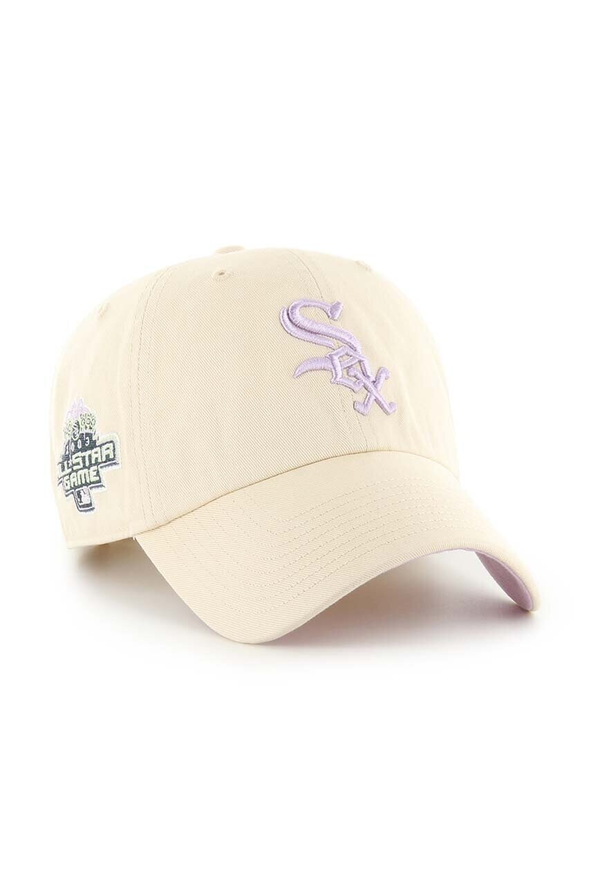 Бавовняна бейсболка 47 brand MLB Chicago White Sox колір бежевий з аплікацією BAS-DBLUN906GWS-NT03