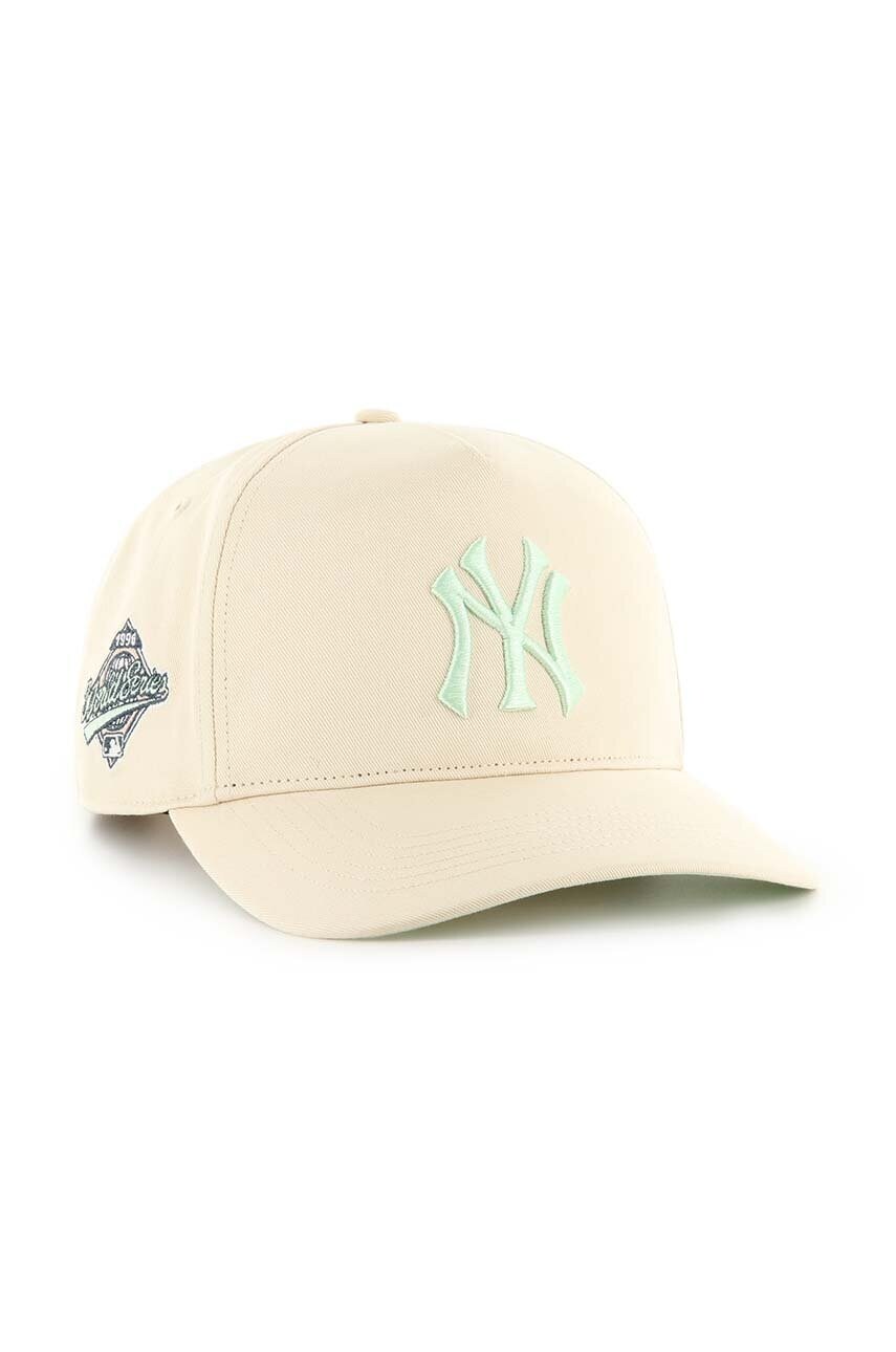 Бавовняна бейсболка 47 brand MLB New York Yankees колір бежевий з аплікацією BCWS-SRSHT17GWP-NT96