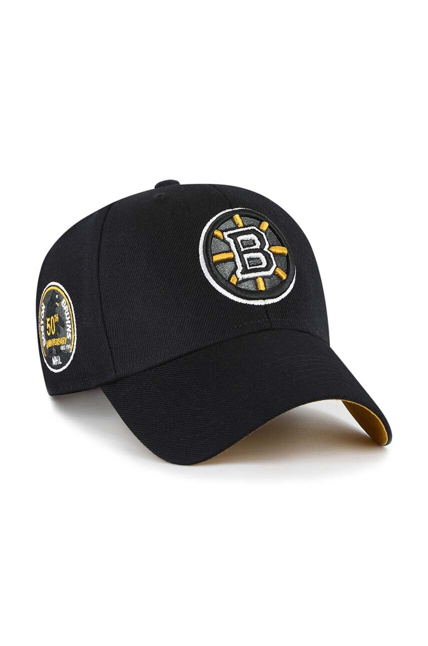 Кепка з домішкою вовни 47 brand NHL Boston Bruins колір чорний з аплікацією HVIN-SUMVP01WBP-BKA74