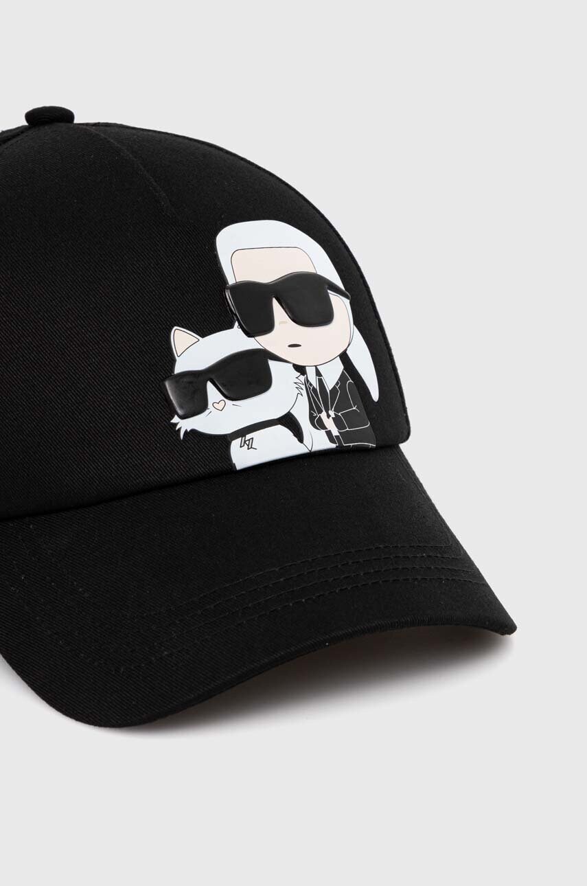 Бавовняна бейсболка Karl Lagerfeld колір чорний з аплікацією 245W3403