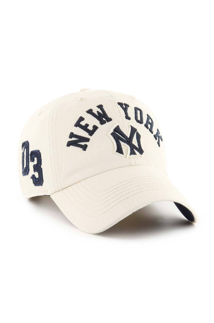 Бавовняна бейсболка 47 brand MLB New York Yankees колір бежевий з аплікацією BCPTN-CLBFB17GWS-Y011