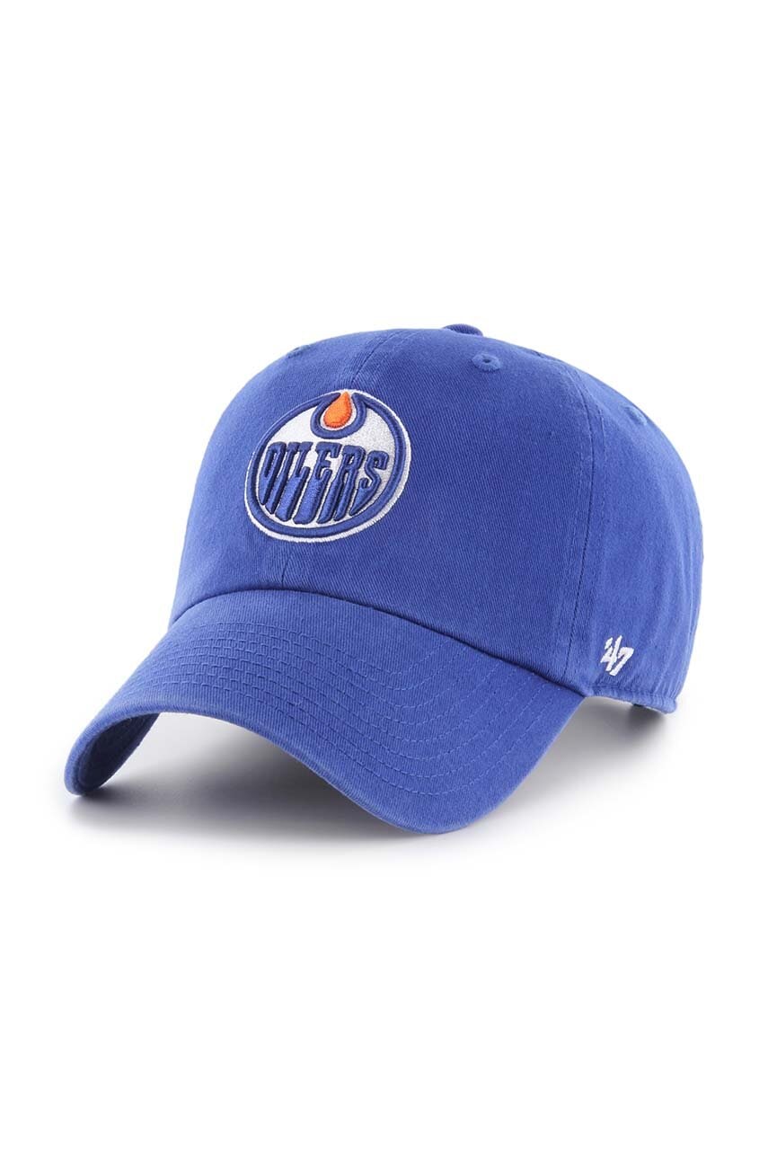 Бавовняна бейсболка 47 brand NHL Edmonton Oilers колір фіолетовий з аплікацією H-RGW06GWS-RYB