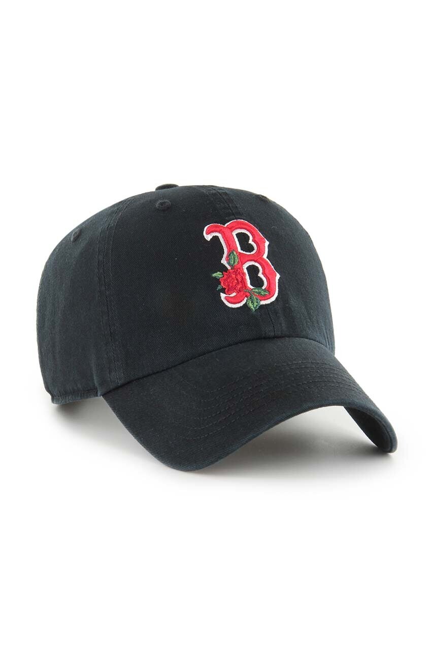 Бавовняна бейсболка 47 brand MLB Boston Red Sox колір чорний з аплікацією B-THRNC02GWS-BK
