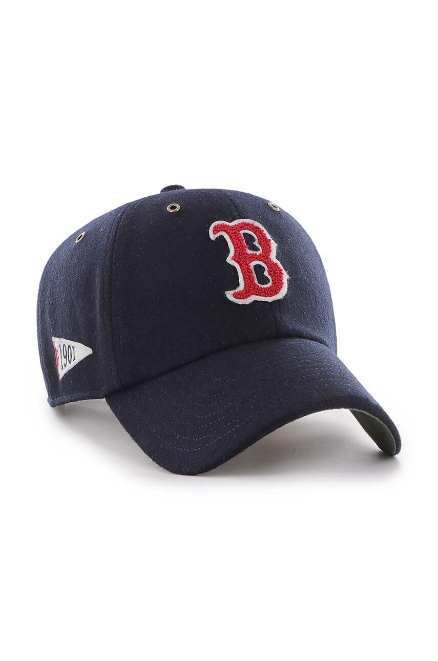 Вовняна кепка 47 brand MLB Boston Red Sox колір синій з аплікацією B-PNTCU02WIS-NY