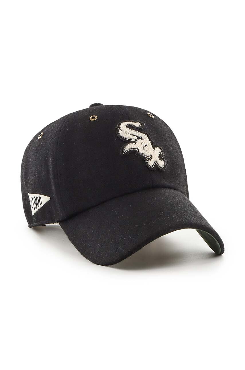 Вовняна кепка 47 brand MLB Chicago White Sox колір чорний з аплікацією B-PNTCU06WIS-BK
