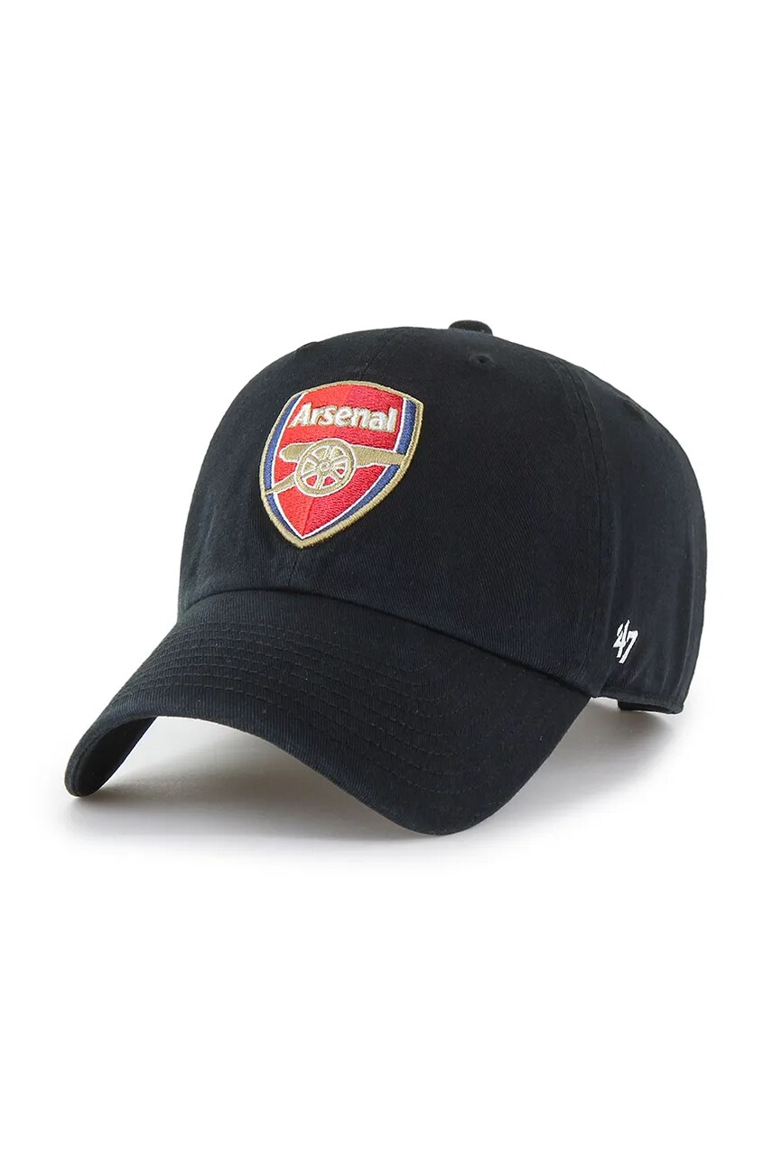 Бавовняна бейсболка 47 brand Arsenal FC колір чорний з аплікацією EPL-RGW30GWS-BKA