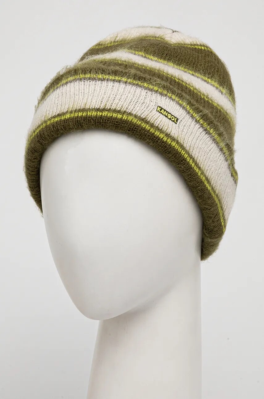 Шапка Kangol FUZZY STRIPE колір зелений з товстого трикотажу K3725.SK301
