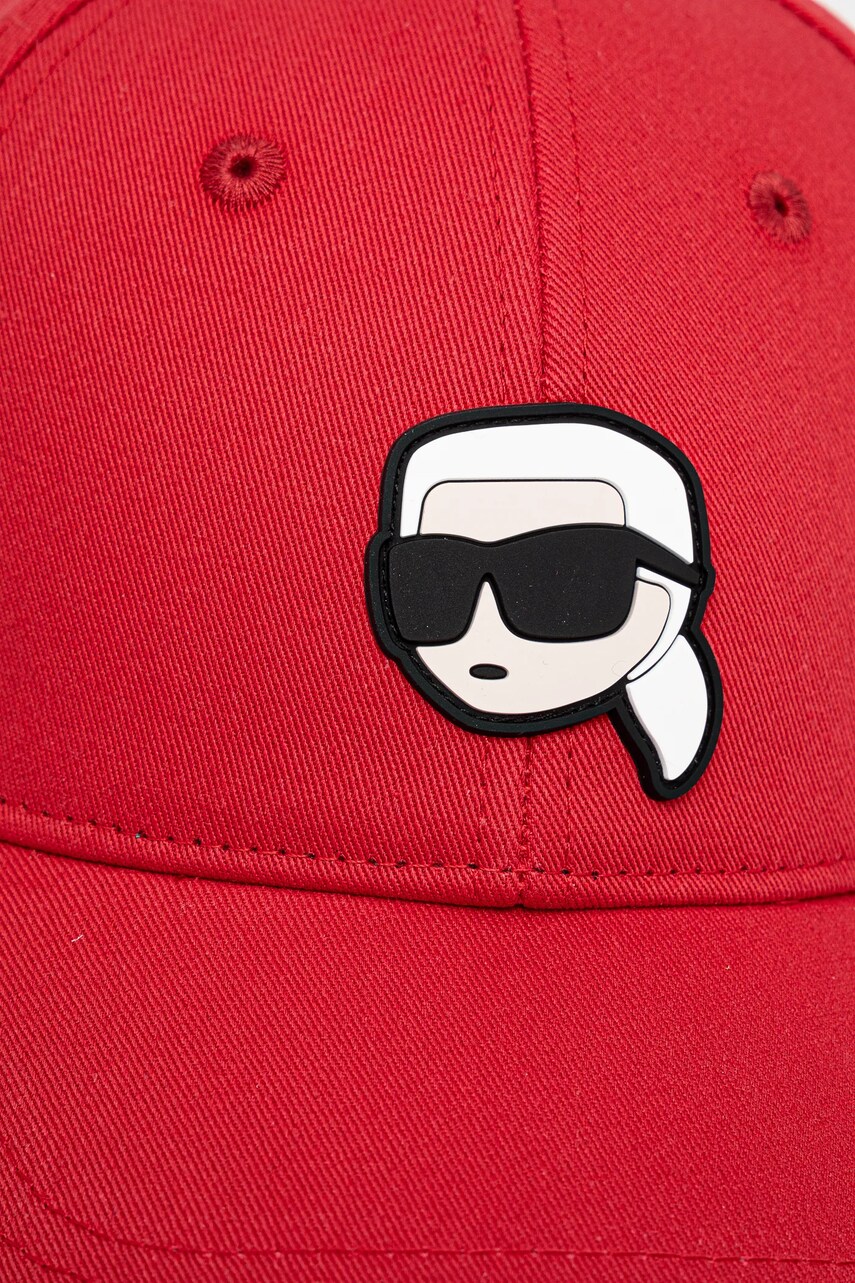 Бавовняна бейсболка Karl Lagerfeld колір червоний з аплікацією A1W33037