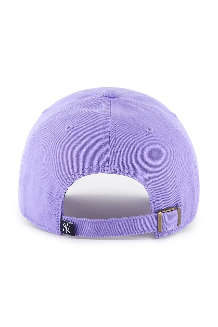 Бавовняна бейсболка 47 brand MLB New York Yankees колір фіолетовий однотонна B-RGW17GWS-B1