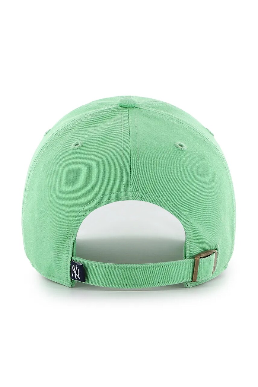 Бавовняна бейсболка 47 brand MLB New York Yankees колір зелений однотонна B-RGW17GWS-A8