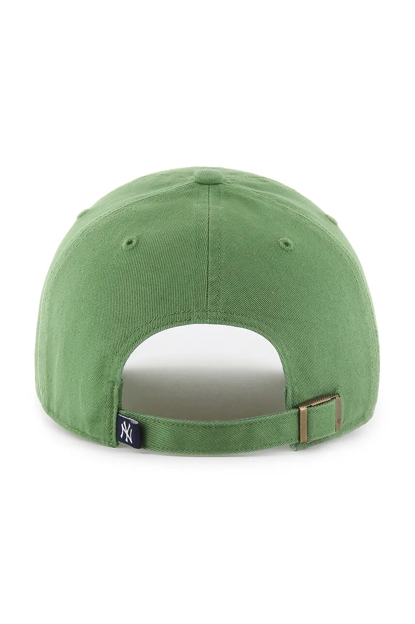 Бавовняна бейсболка 47 brand MLB New York Yankees колір зелений однотонна B-RGW17GWS-FF