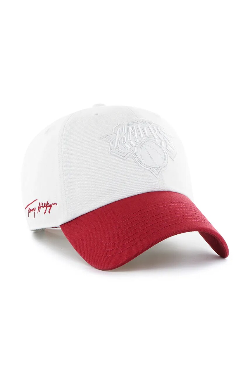 Бавовняна бейсболка 47 brand NBA New York Knicks '47 x Tommy Hilfiger колір білий з аплікацією KCO-THCCU175GWL-WH
