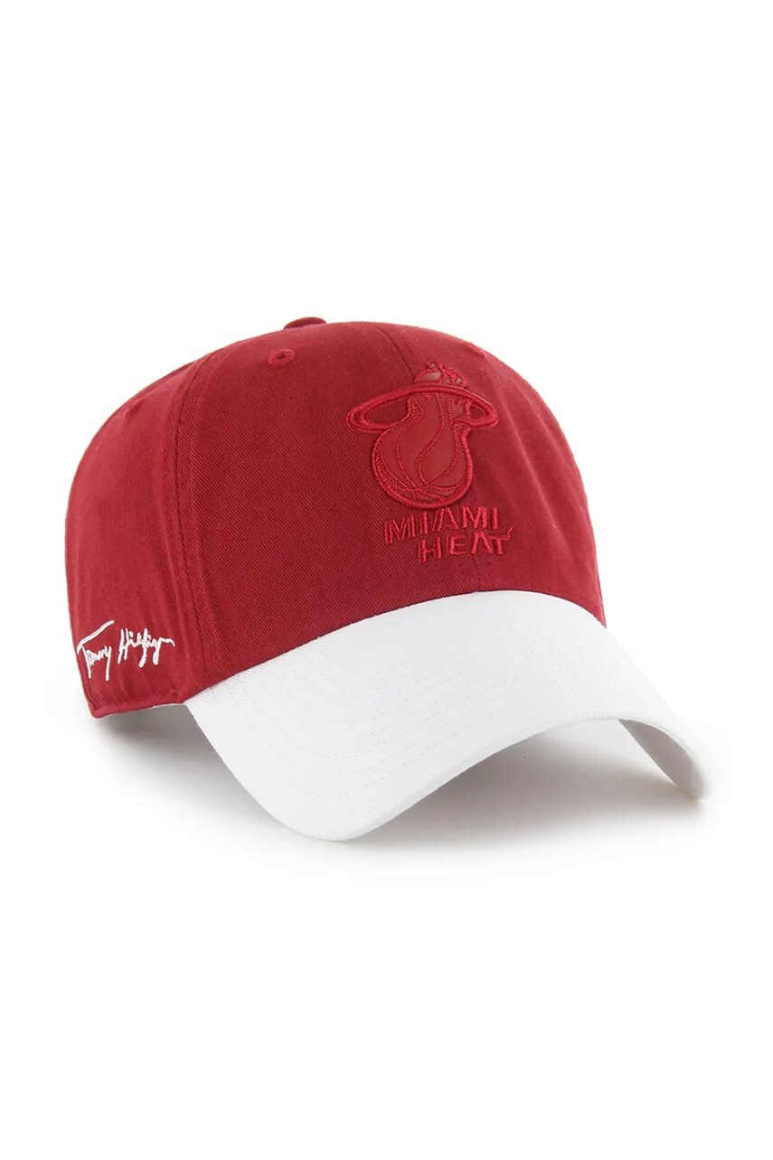 Бавовняна бейсболка 47 brand NBA Miami Heat '47 x Tommy Hilfiger колір червоний з аплікацією KCO-THCCU236GWL-TJ