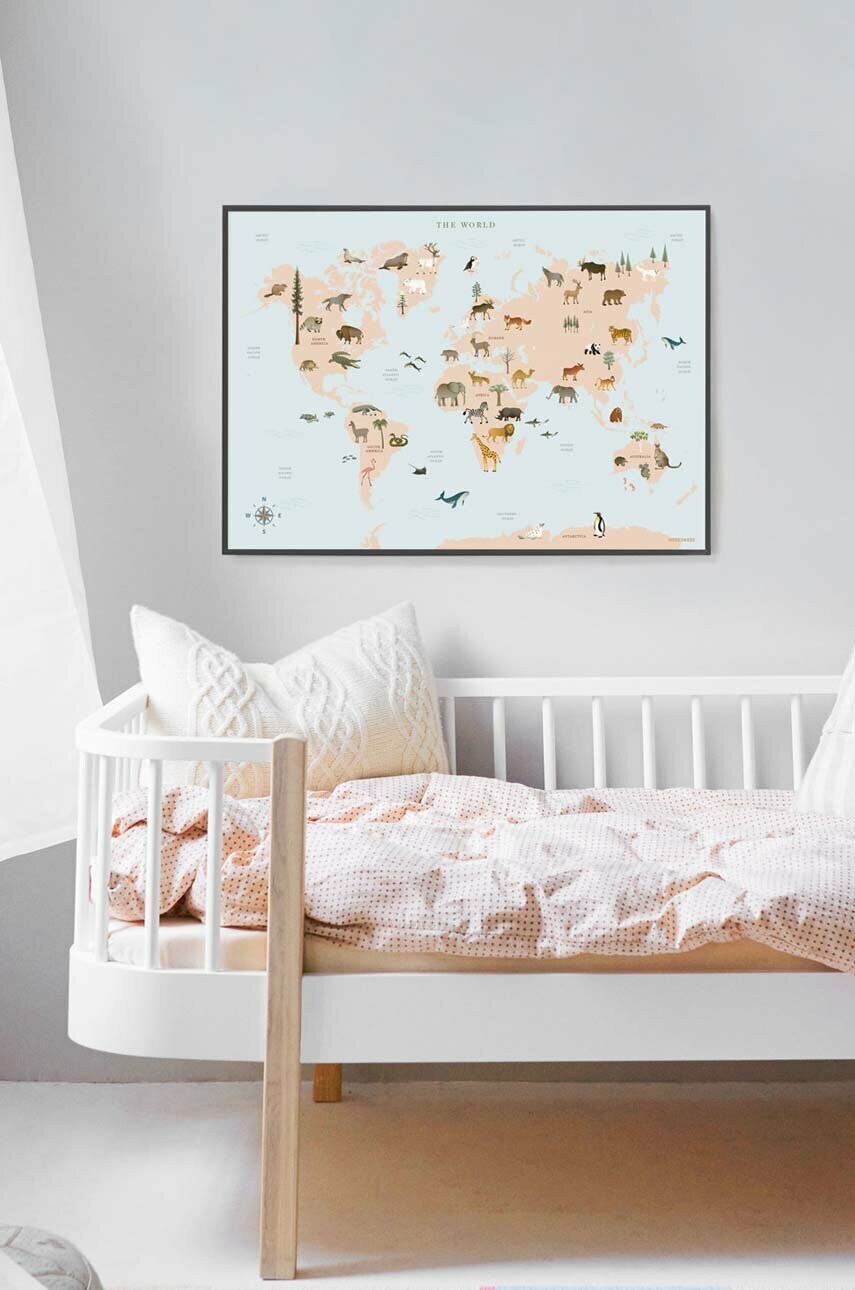 Плакат Vissevasse World Map Animal 30 x 40 cm