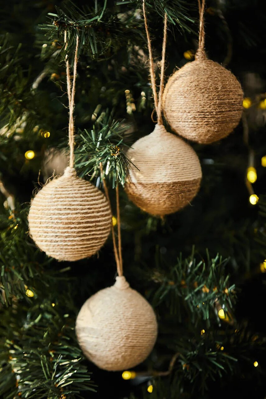 Набір ялинкових куль Calma House Ural Jute Christmas 4-pack колір бежевий