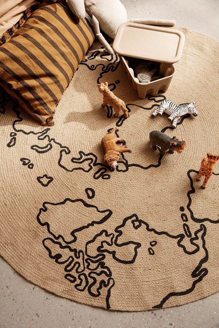 Килим ferm LIVING World L колір бежевий