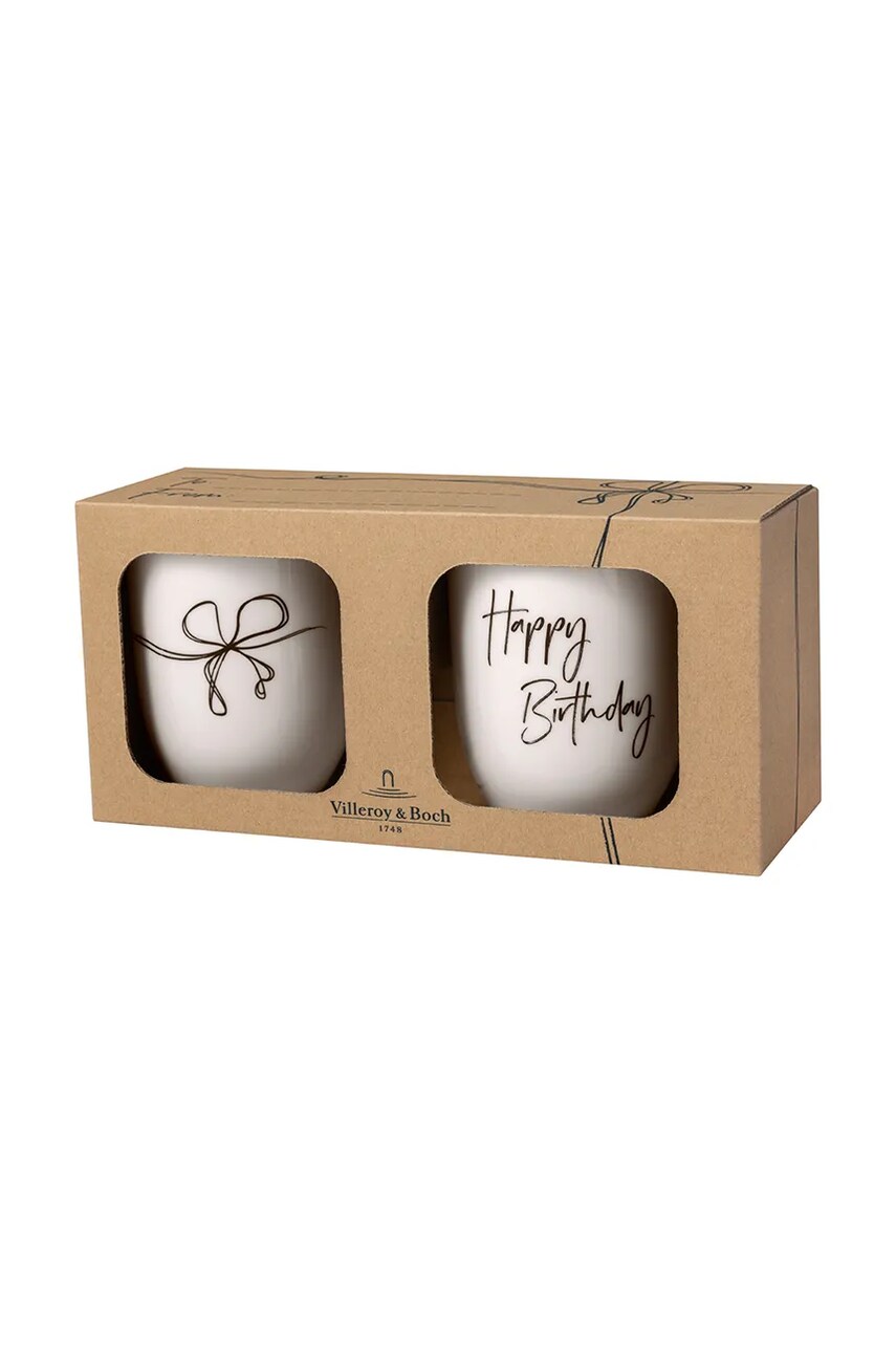 Набір чашок Villeroy & Boch Statement Happy Birthday 290 ml 2-pack колір білий