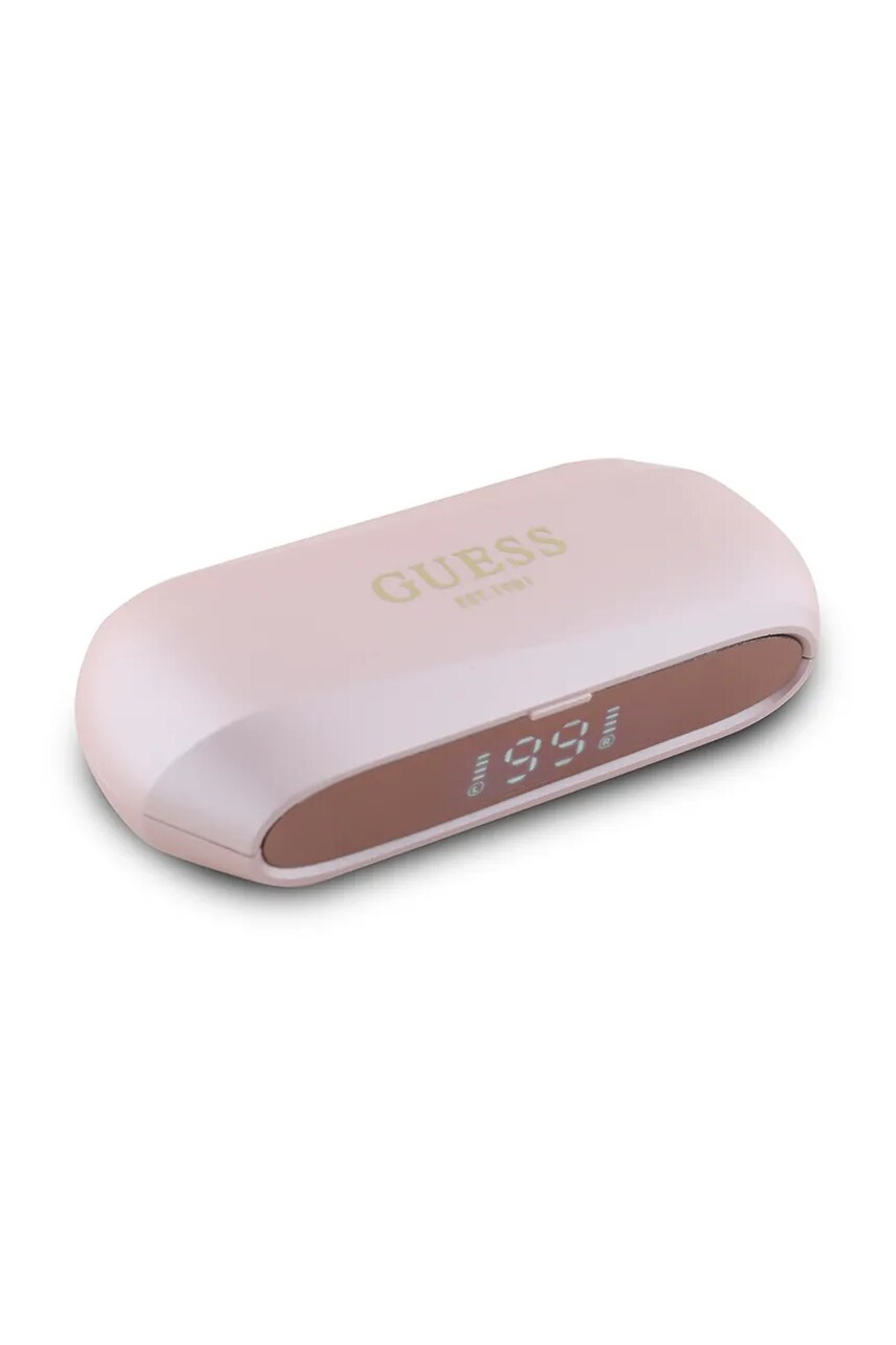 Бездротові навушники Guess Elongated Metalic Printed Logo колір рожевий