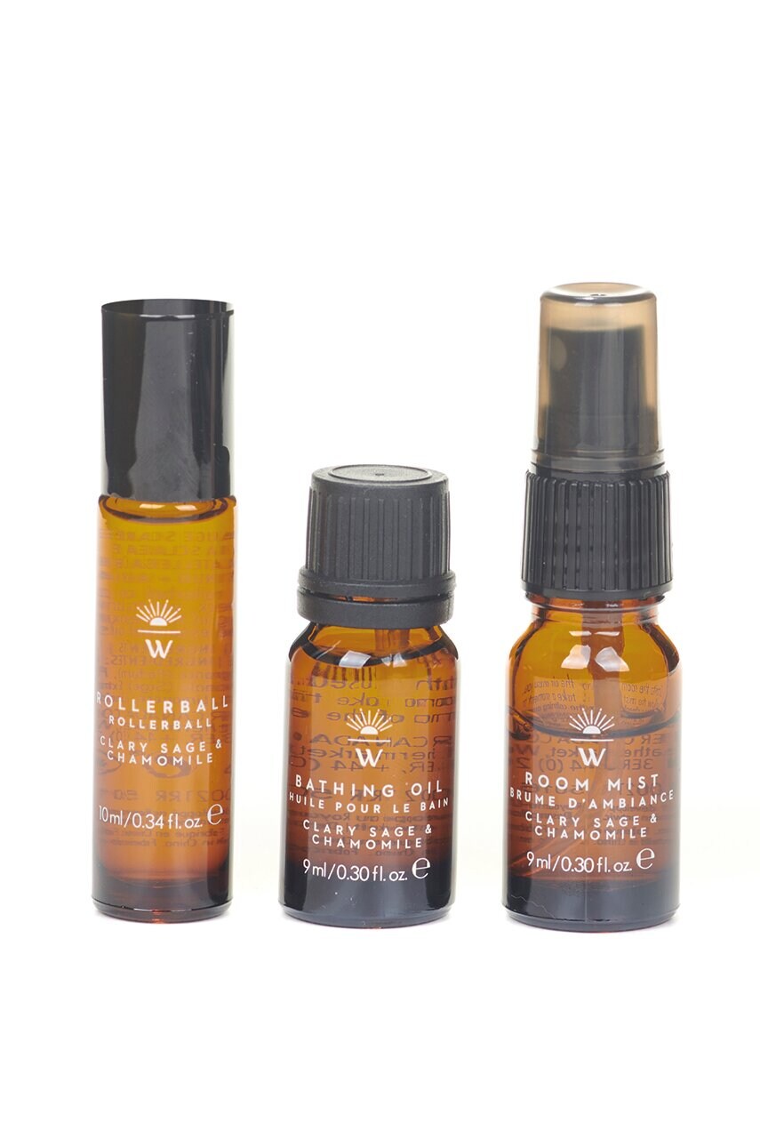 Набір: спрей для приміщень, роликовий стік та олія для ванн Wanderflower Rest and Restore Aromatherapy 3-pack