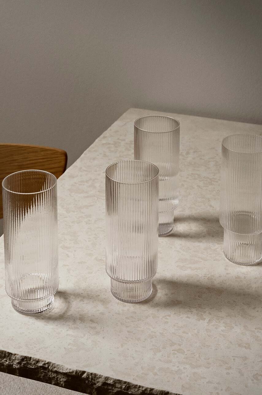 Набір склянок для коктейлів ferm LIVING Ripple Long Drink Glasses 4-pack